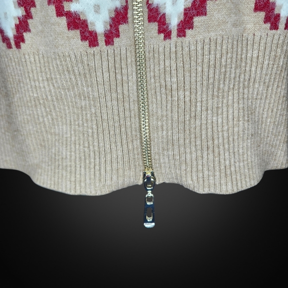 CYNTHIA ROWLEY Patterned Zip Up Sweater - Small - Picture 3 of 8